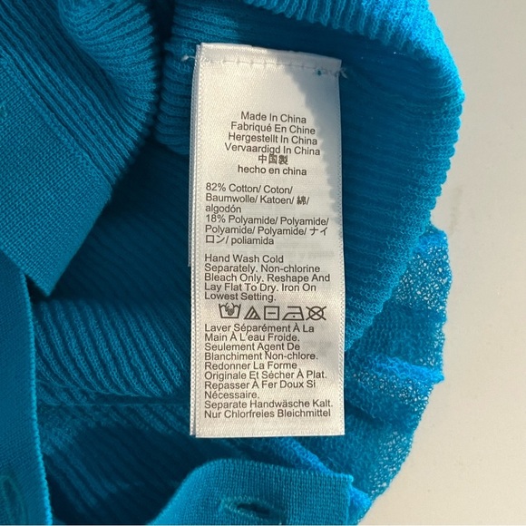 J. Crew Teal Ruffle Trim Cotton Gauze Cardigan small - Picture 8 of 10